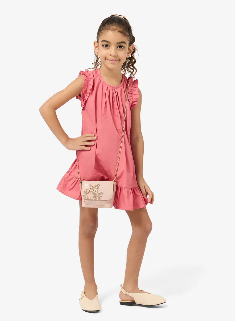 Pinata  Pink Ruffle Shoulder Summer Dress for Women | Best Price UAE